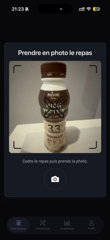 Capture de l'étape d'ajout d'un repas