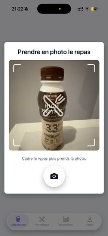 Capture de l'étape d'ajout d'un repas